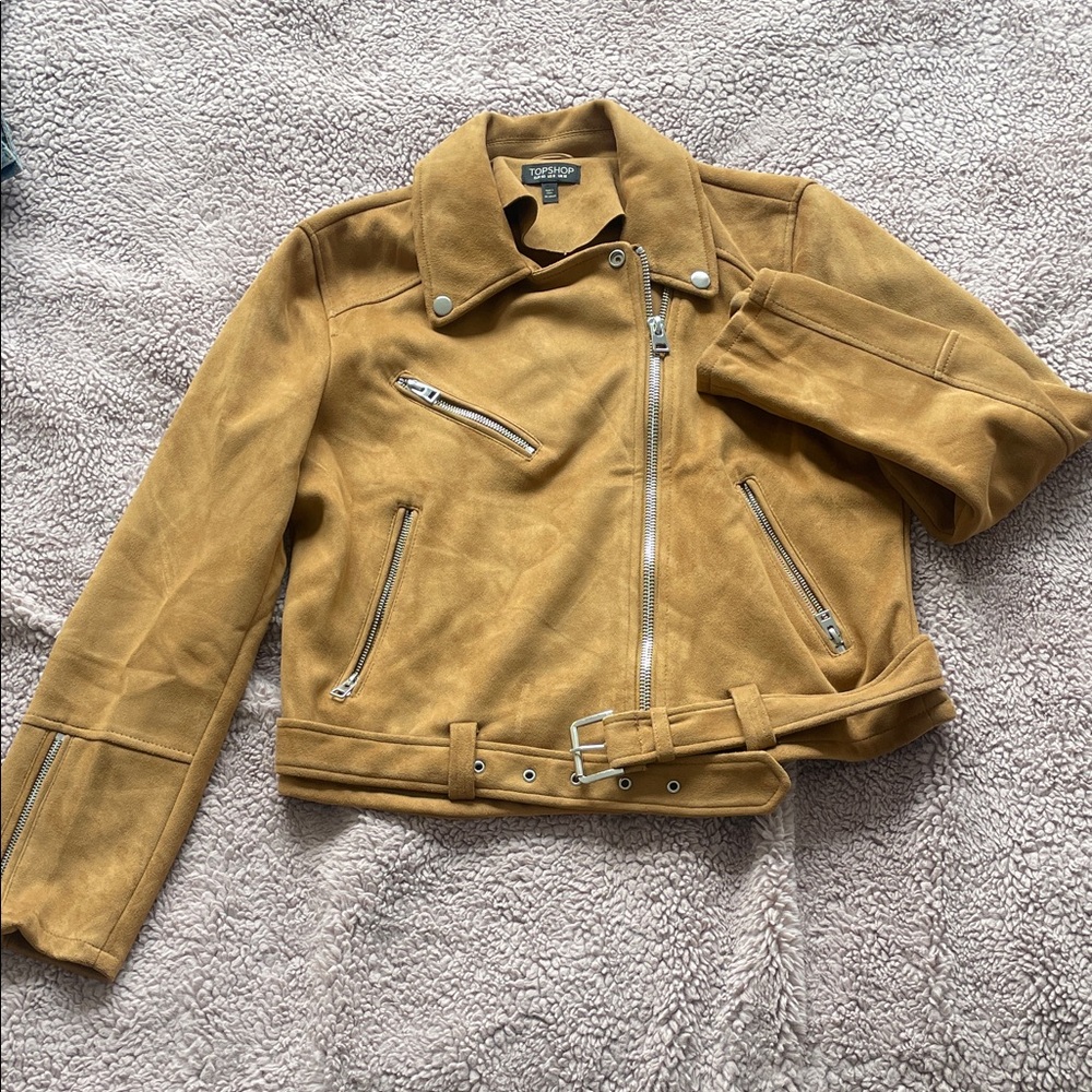 Topshop Camel Suede Jacket